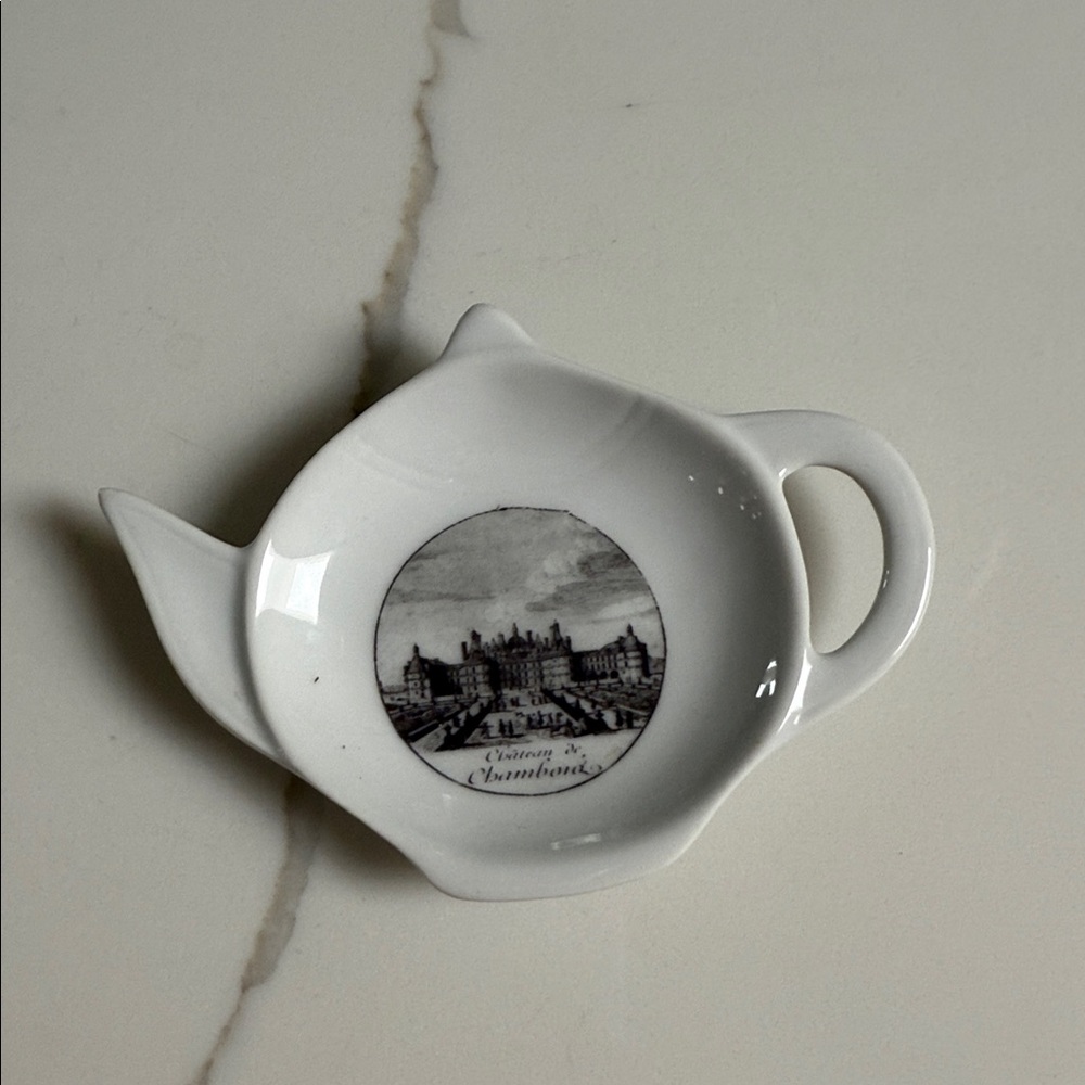 White Ceramic Art Plate with Black Design